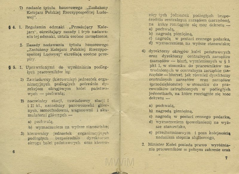 KKE 5517-5.jpg - Dok. „Zarządzenie Ministra Kolei” Nr. 198 z dnia 21 VI 1954 r. o wyróżnianiu pracowników i Regulamin obowiązków pracowników Kolejowych oraz zasad i trybu postępowania dyscyplinarnego, Kraków, 1954 r.